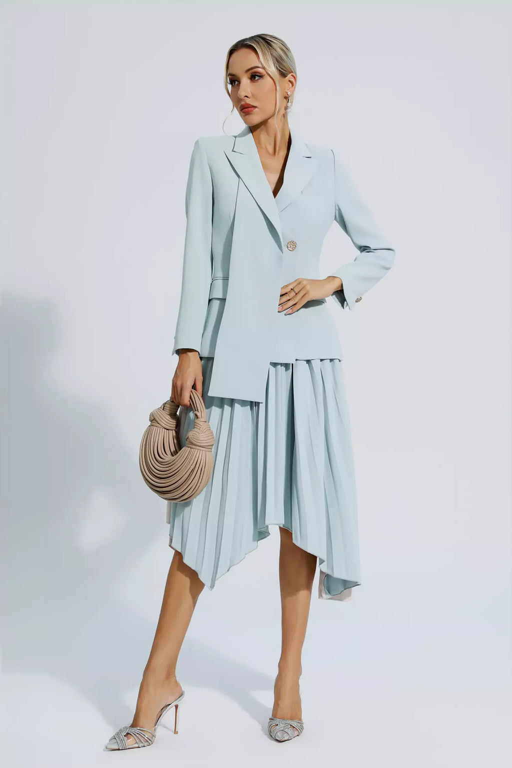 Blaire Gri Kıvrımlı Blazer Takım