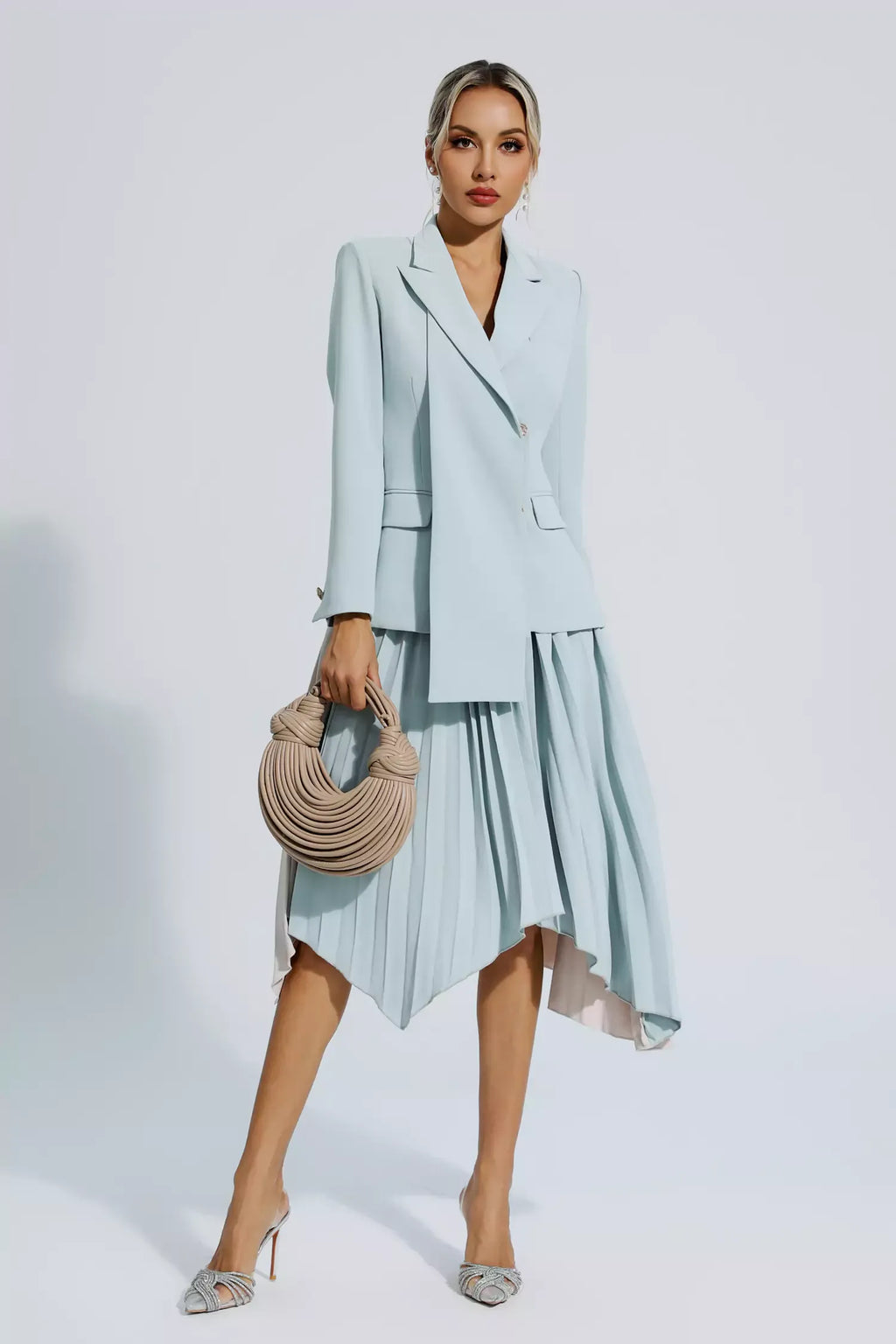 Blaire Gri Kıvrımlı Blazer Takım