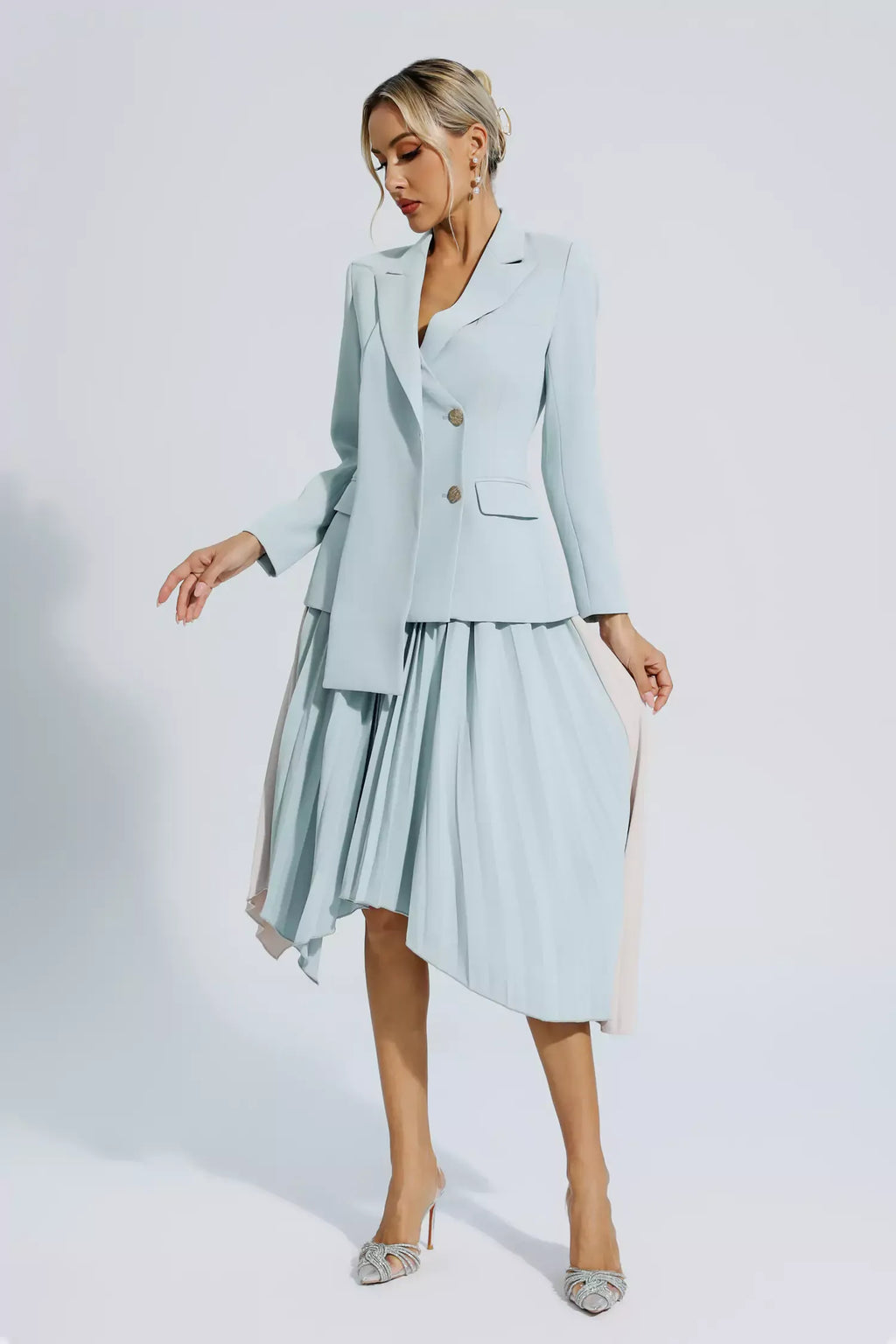 Blaire Gri Kıvrımlı Blazer Takım