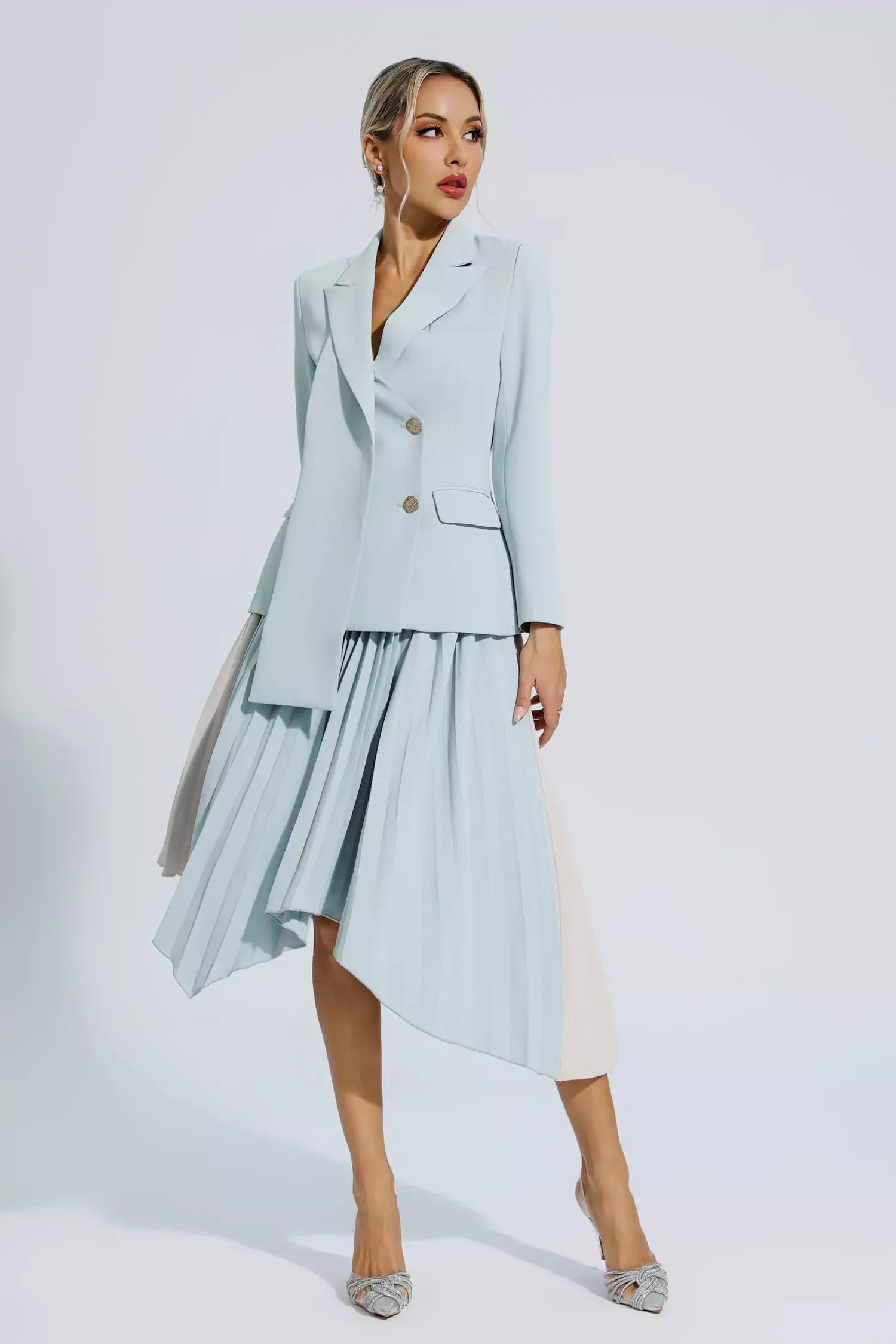 Blaire Gri Kıvrımlı Blazer Takım