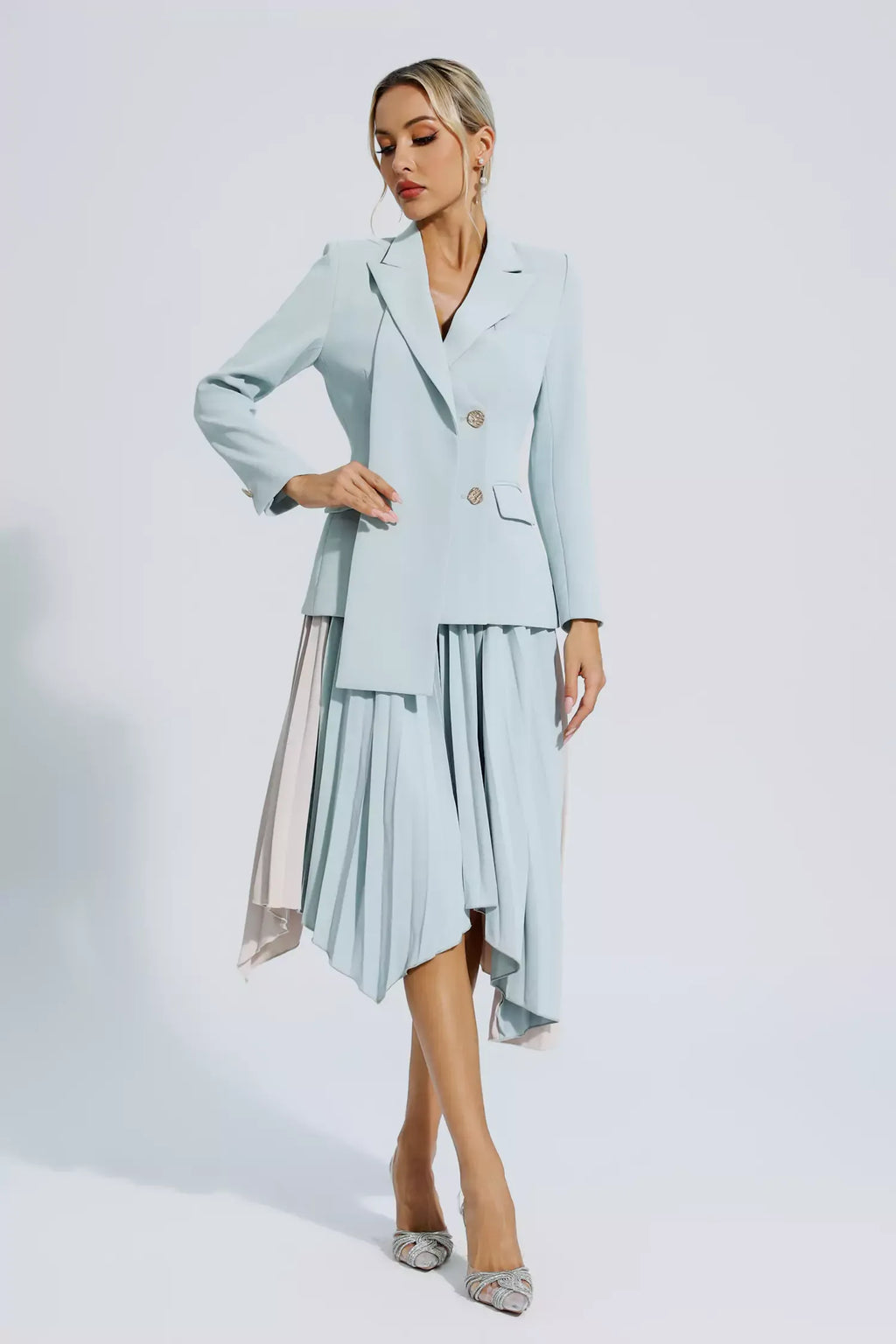 Blaire Gri Kıvrımlı Blazer Takım