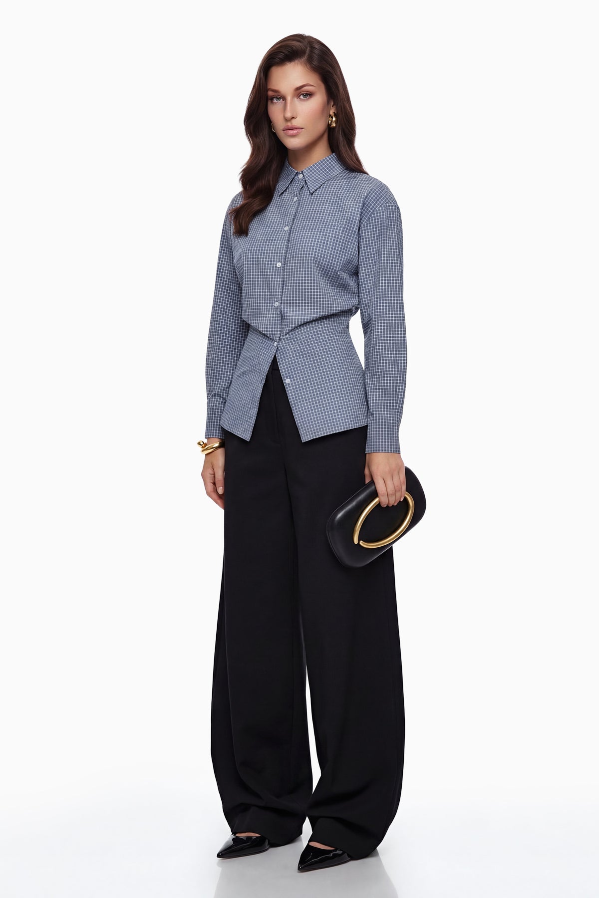 Brooke Pötikare Peplum Gömlek Mavi