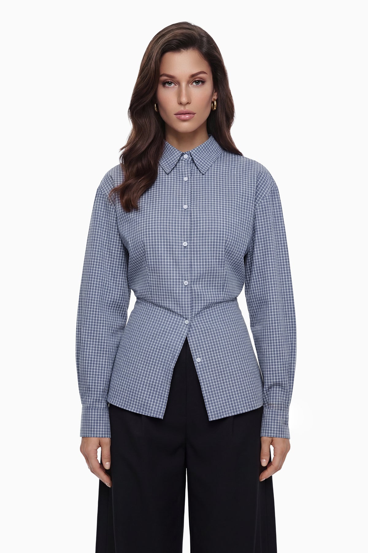 Brooke Pötikare Peplum Gömlek Mavi