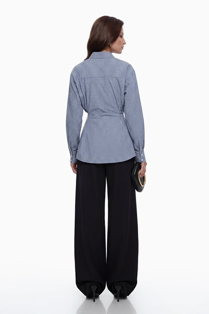 Brooke Pötikare Peplum Gömlek Mavi