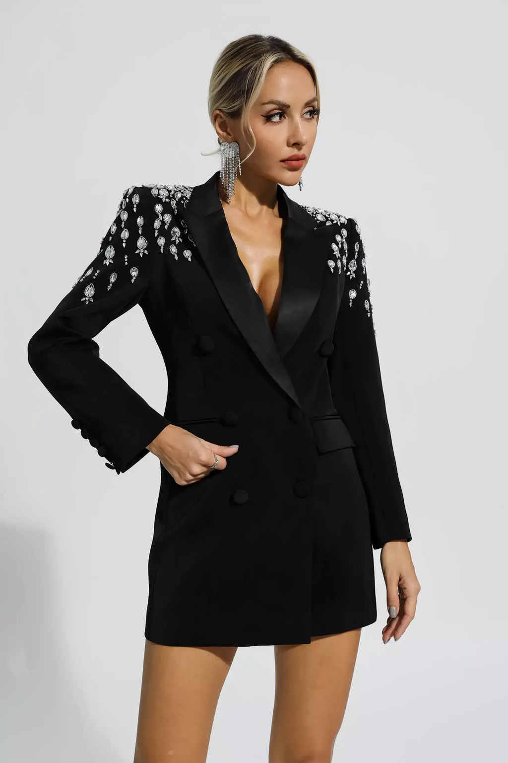 Capri Siyah Elmas Süslü Blazer