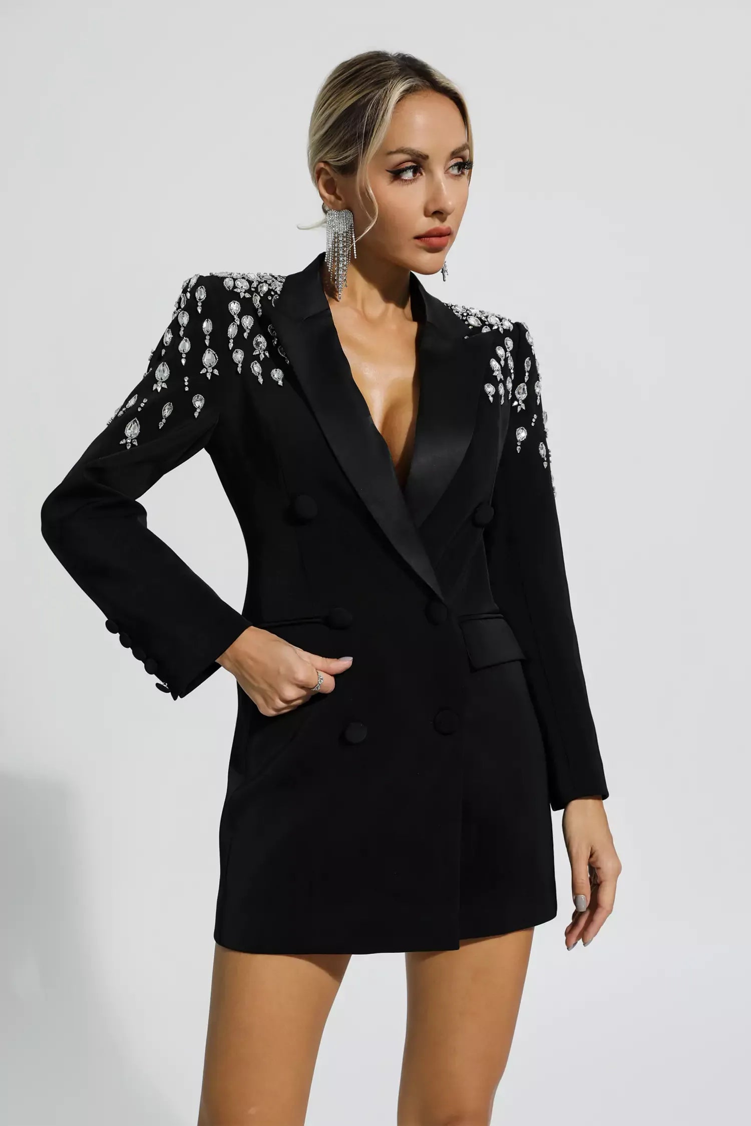 Capri Siyah Elmas Süslü Blazer