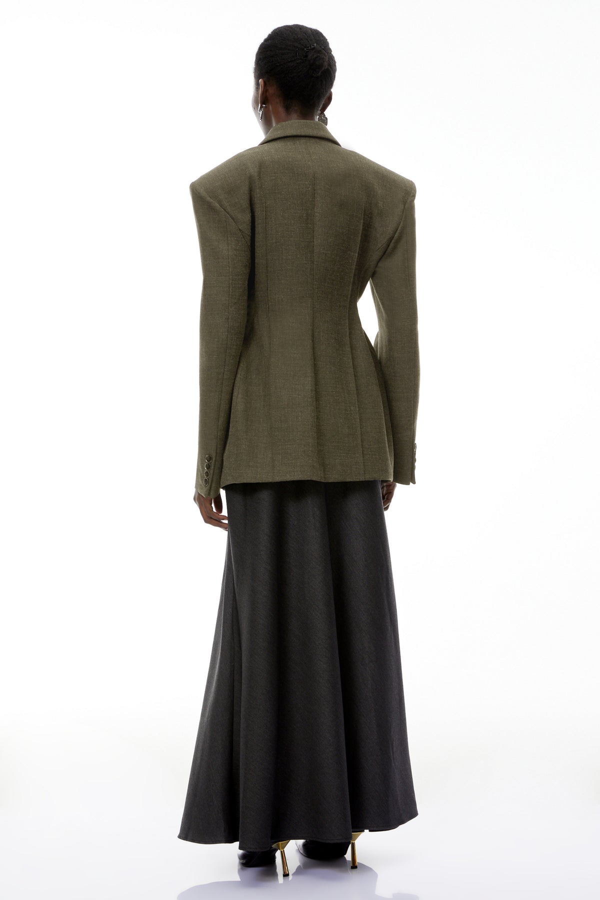 Caspian Asimetrik Oversize Ceket Yeşil