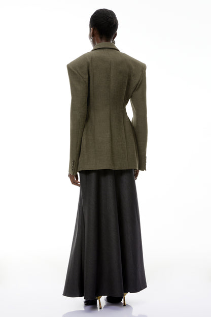 Caspian Asimetrik Oversize Ceket Yeşil