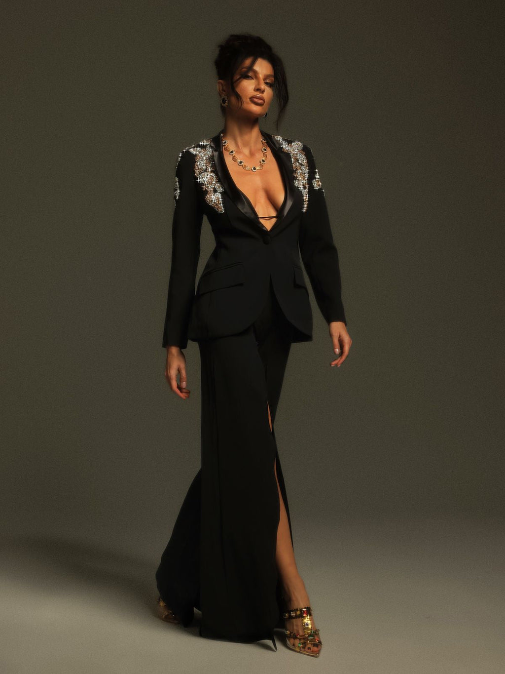 Cathia Taşlı Bölünmüş Blazer Seti