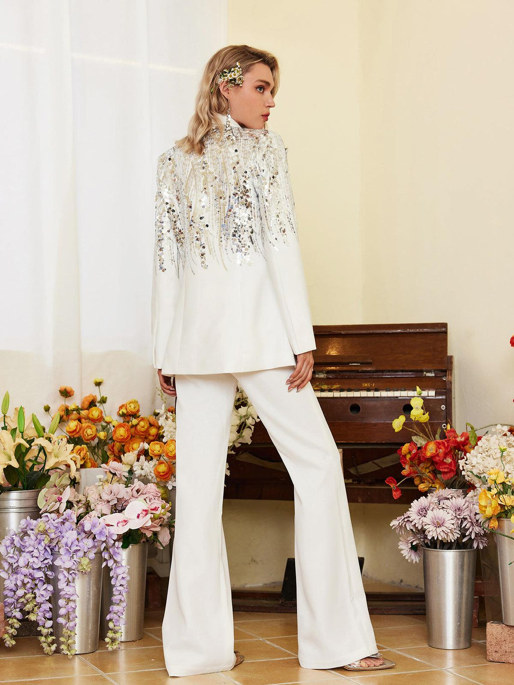 Cato Payet Desenli Blazer Seti