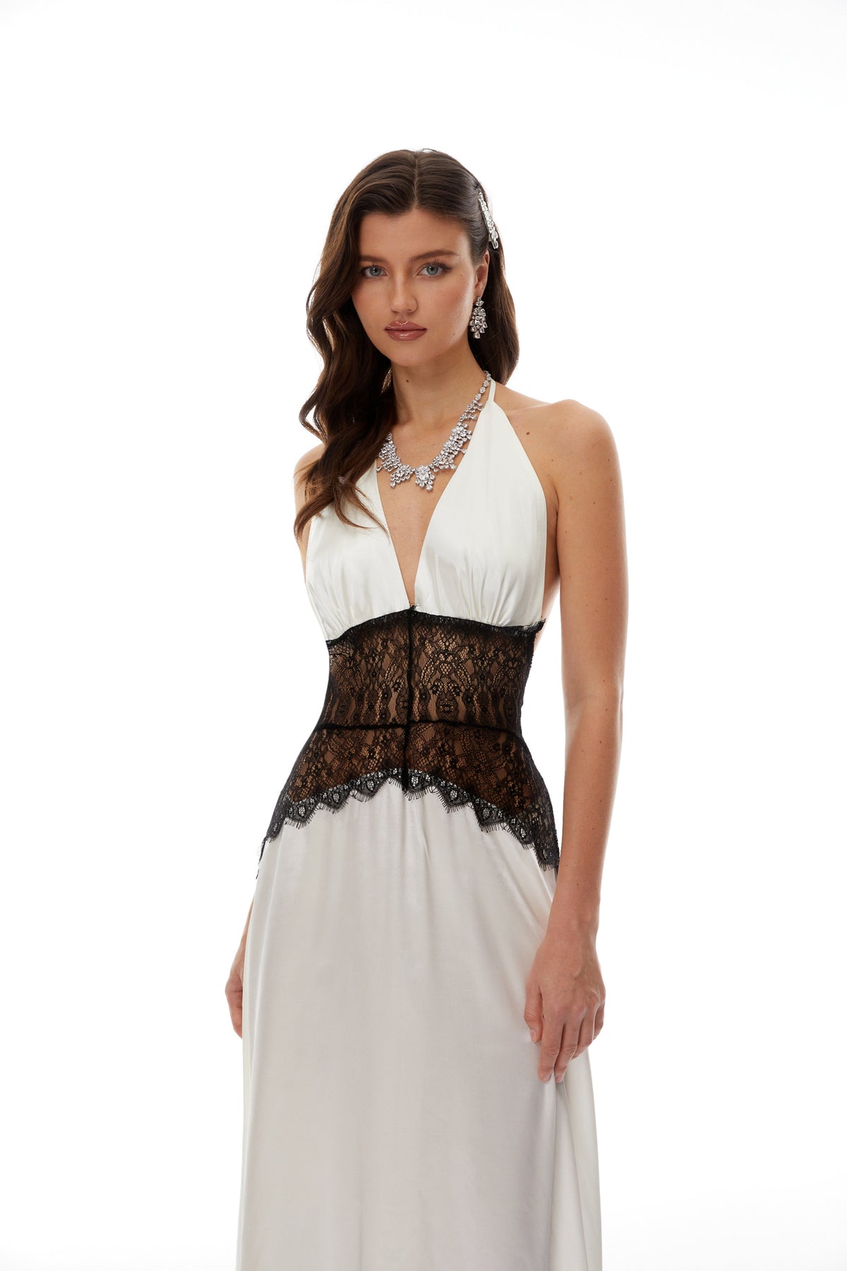 Charlotte Dantel Detaylı Maksi Elbise Beyaz