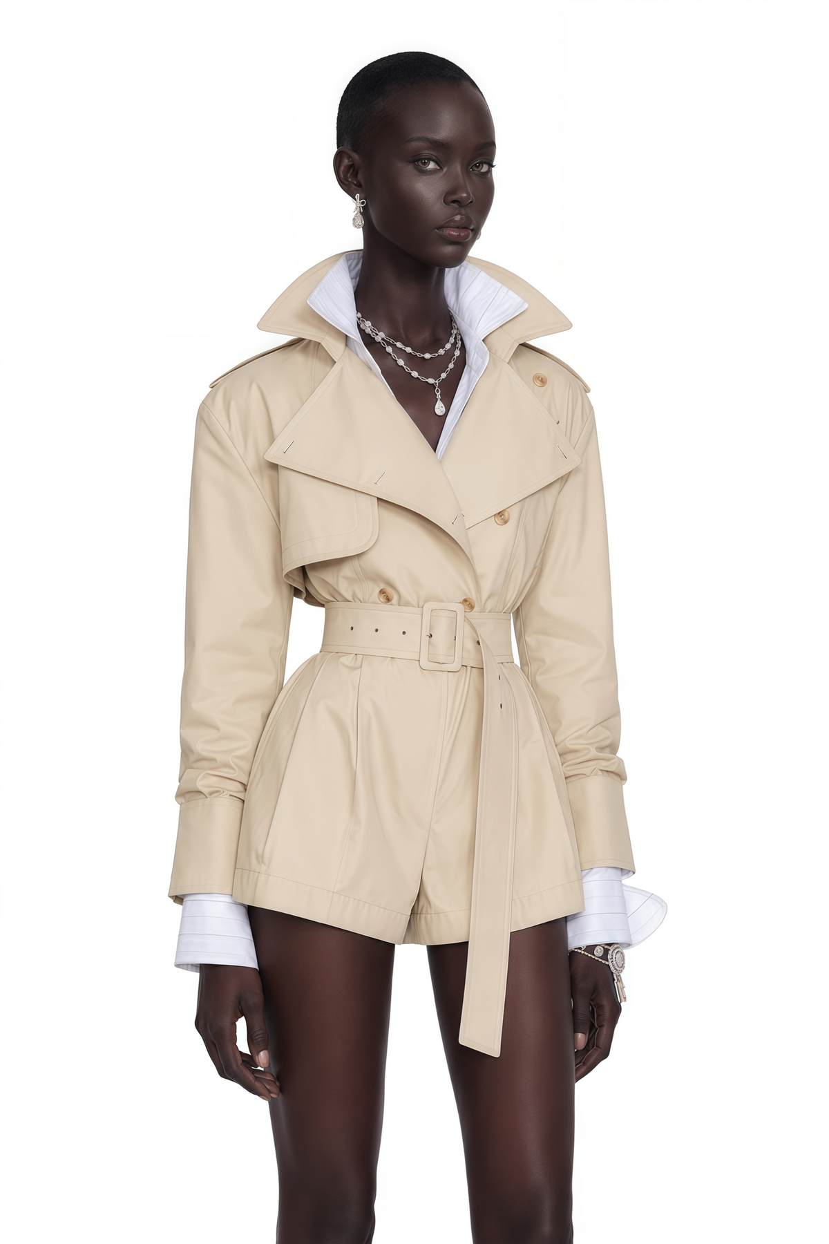 Priscille Asimetrik Trençkot Stil Tulum Haki