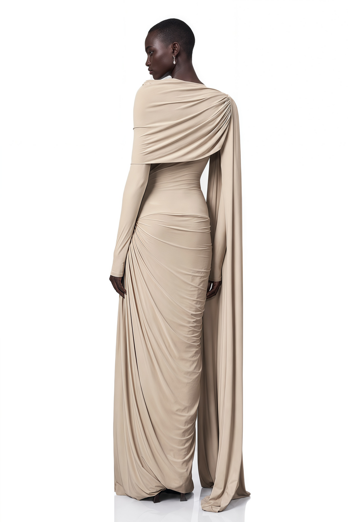 Gaëlle Kurdele ve Drape Detaylı Maksi Elbise Nötr