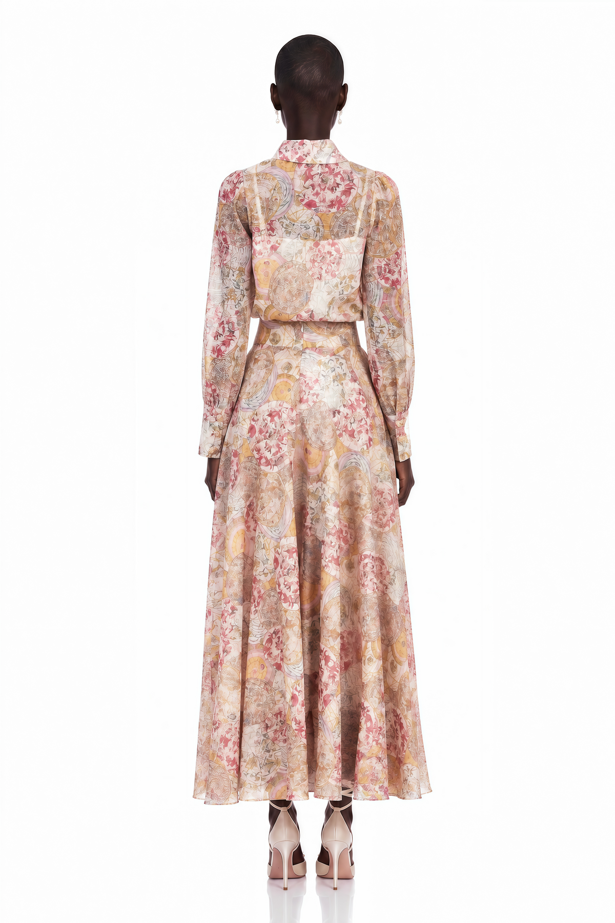 Bridal Desen Baskılı Gömlek ve Etek Takım Pembe