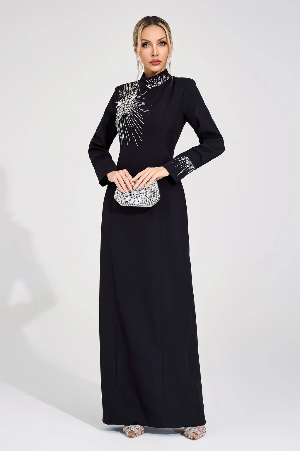 Chaucer Siyah Elmas Maxi Elbise