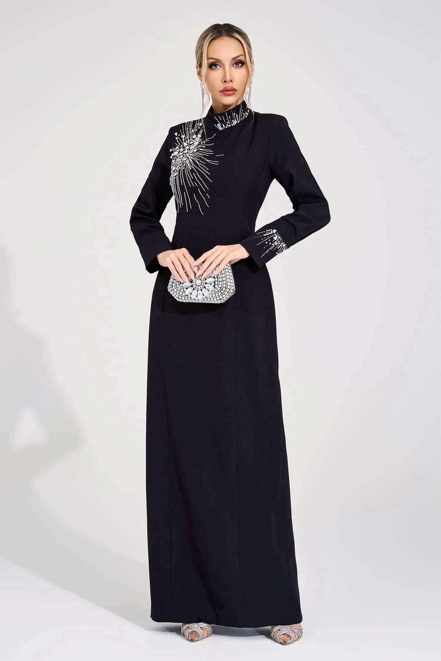 Chaucer Siyah Elmas Maxi Elbise