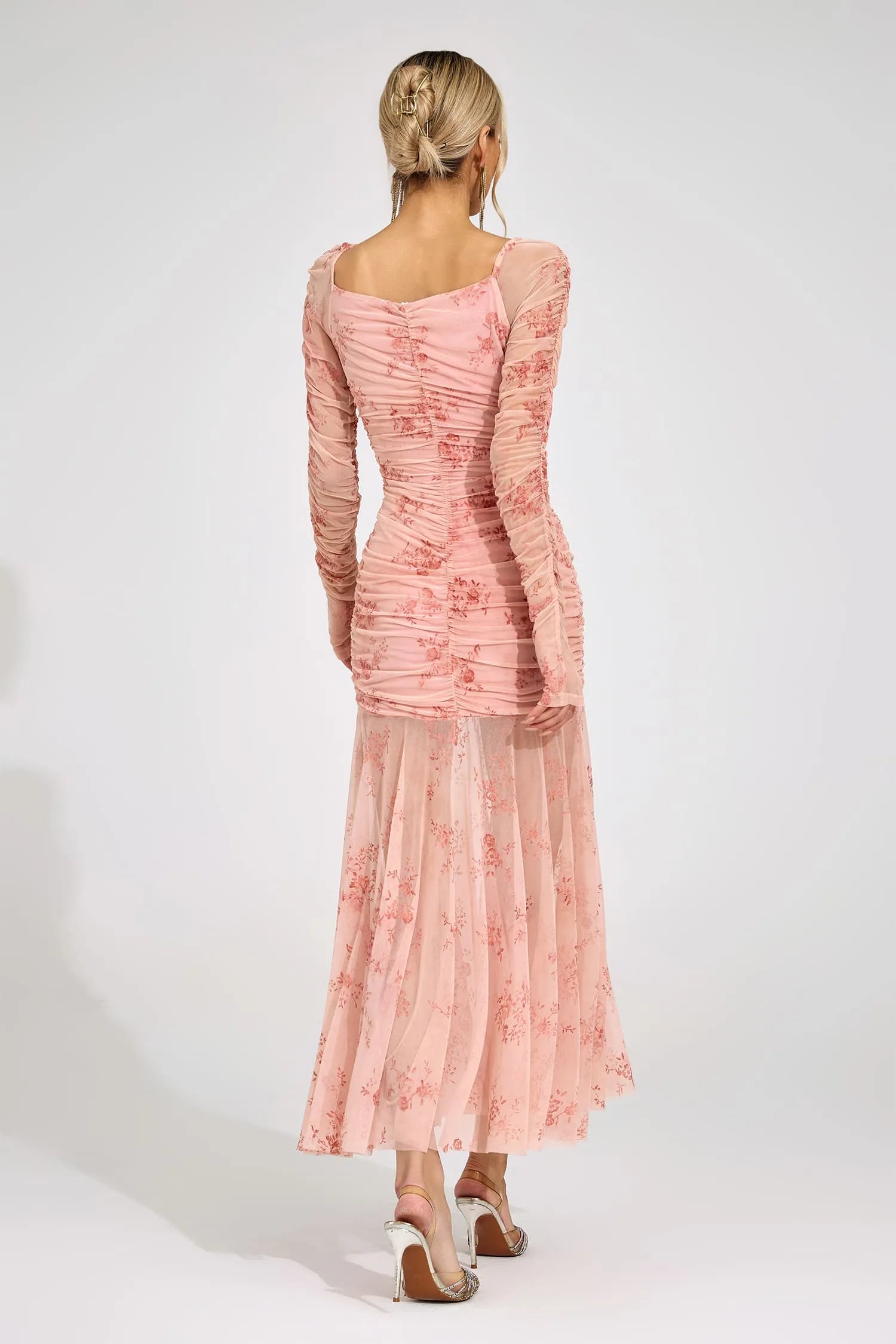 Lilouette Pembe Desenli Maxi Elbise