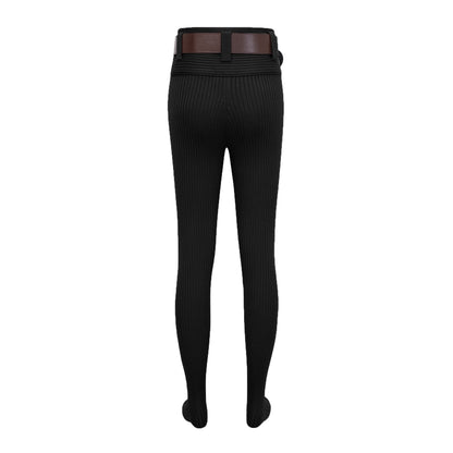 Claire Fitilli Triko Body ve Pantolon Takım Siyah