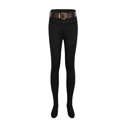 Claire Fitilli Triko Body ve Pantolon Takım Siyah