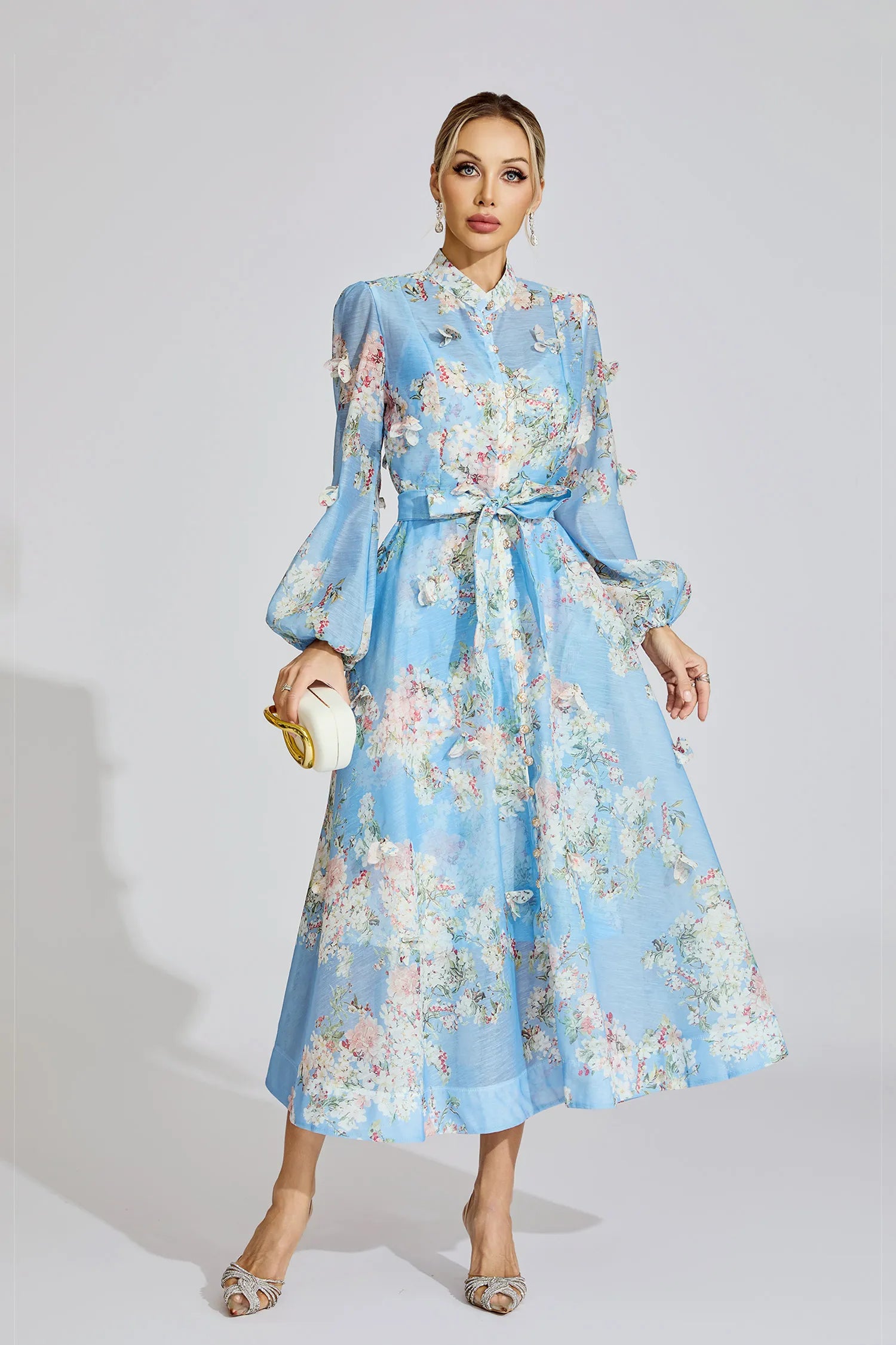 Samirah Siyah Desenli Maxi Elbise