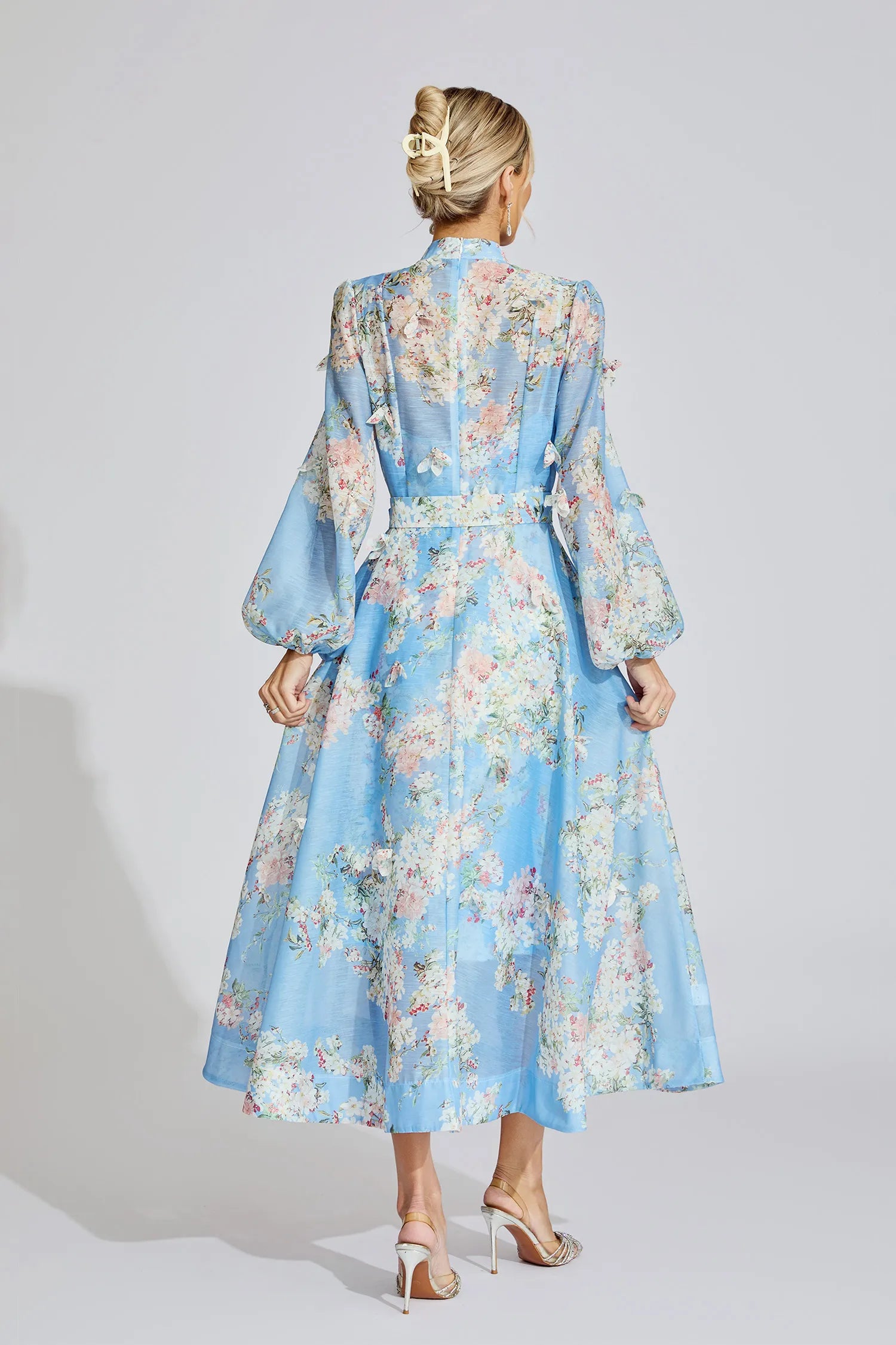 Samirah Siyah Desenli Maxi Elbise