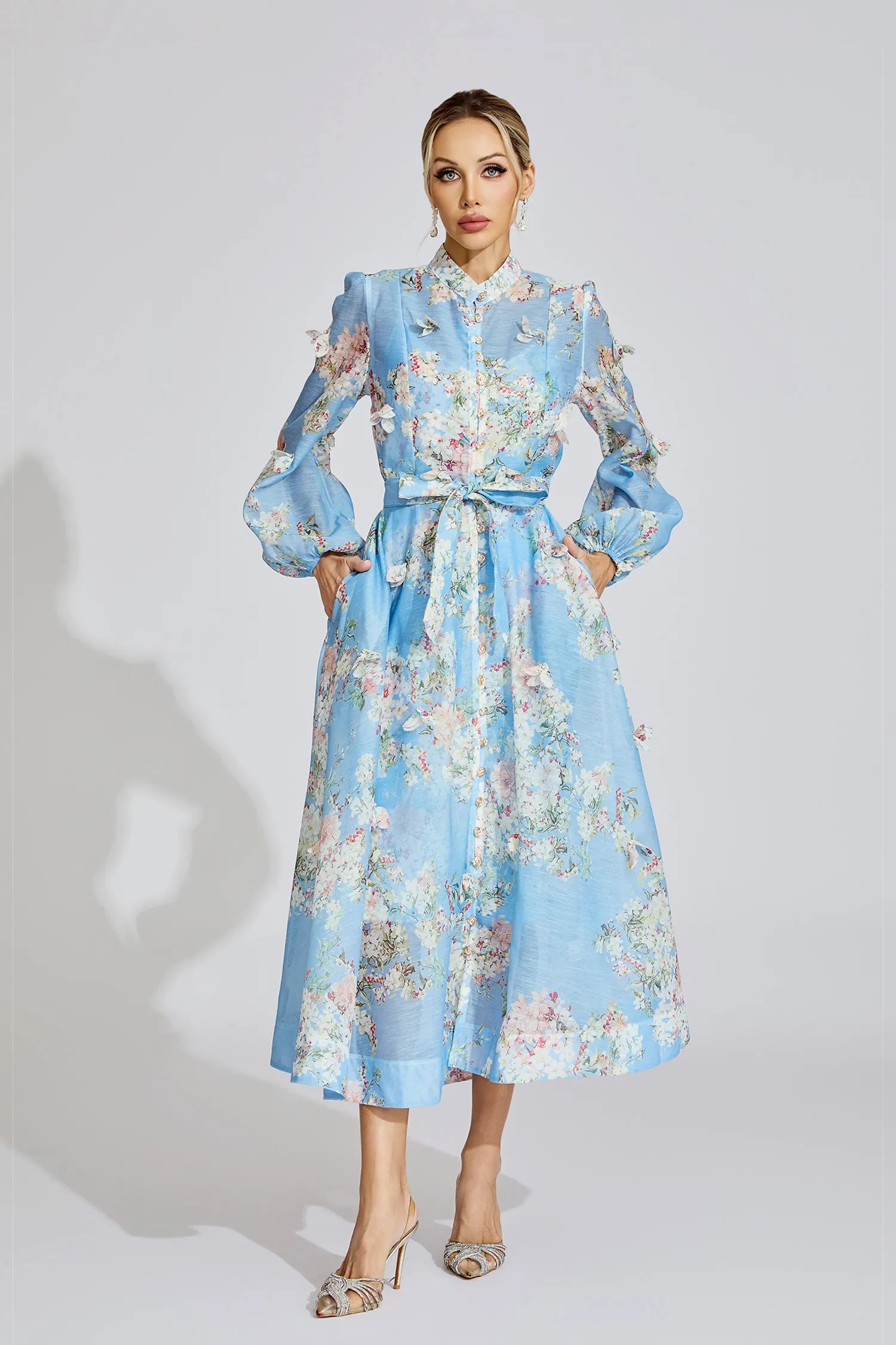 Samirah Siyah Desenli Maxi Elbise
