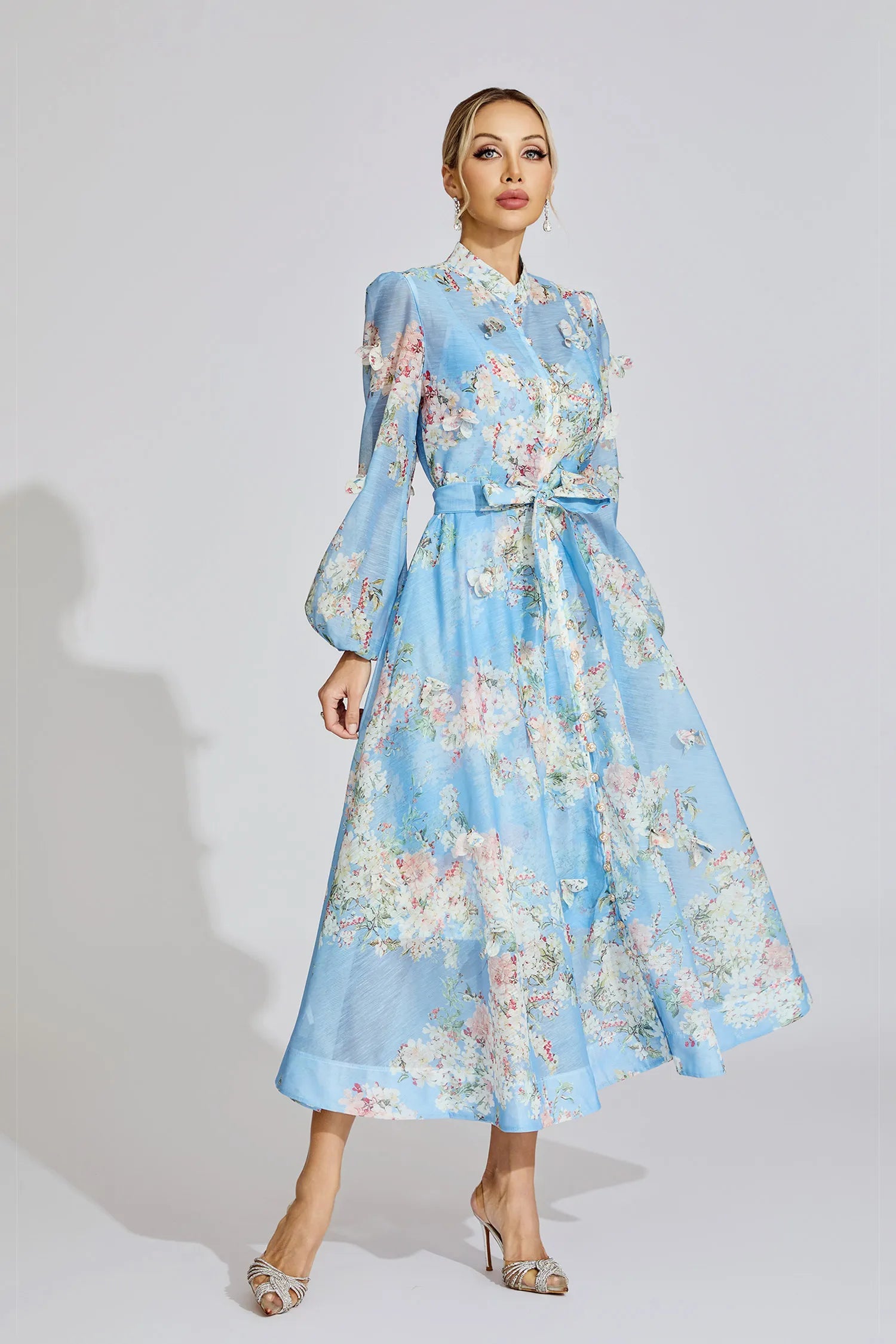 Samirah Siyah Desenli Maxi Elbise