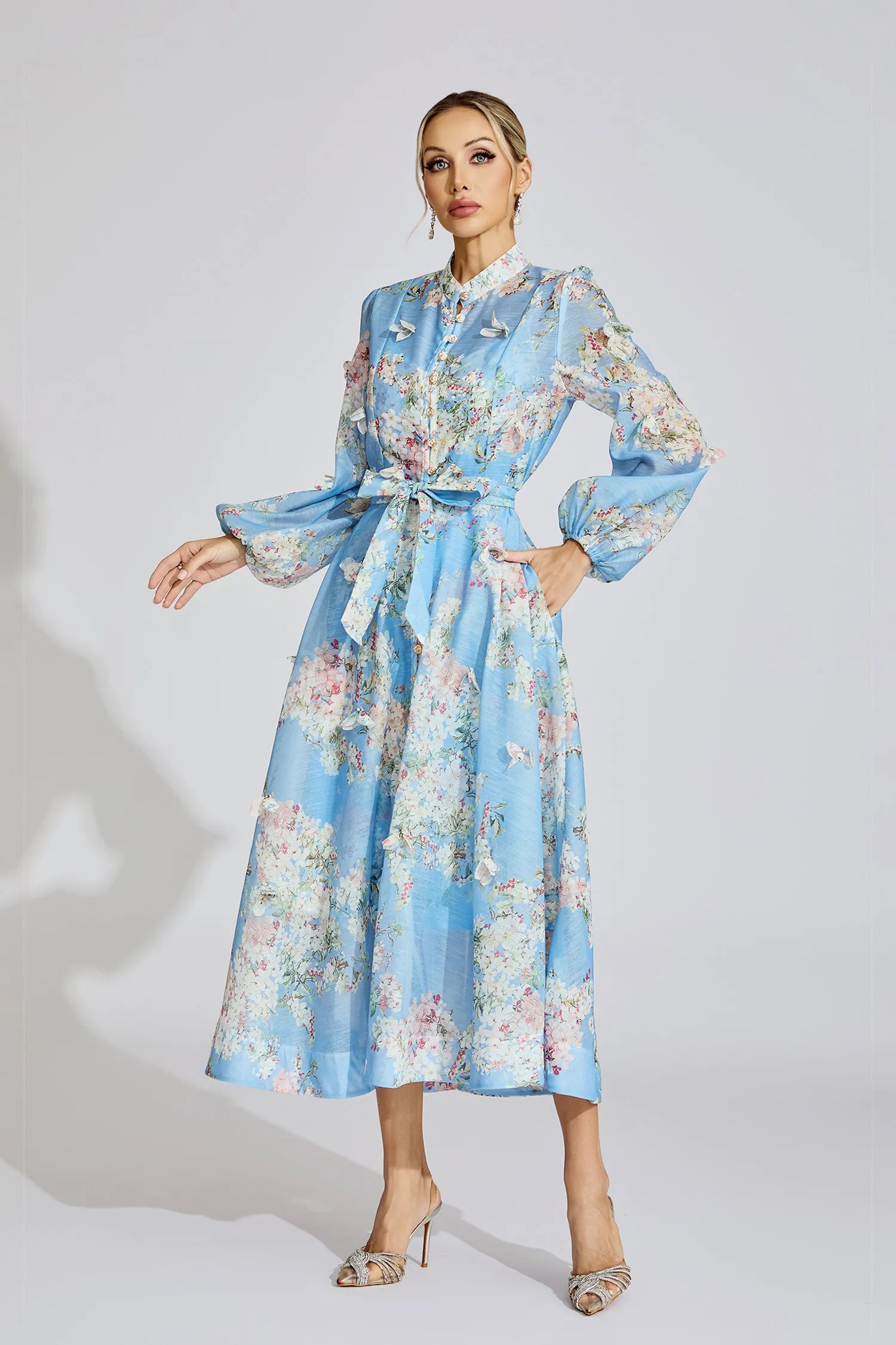 Samirah Siyah Desenli Maxi Elbise