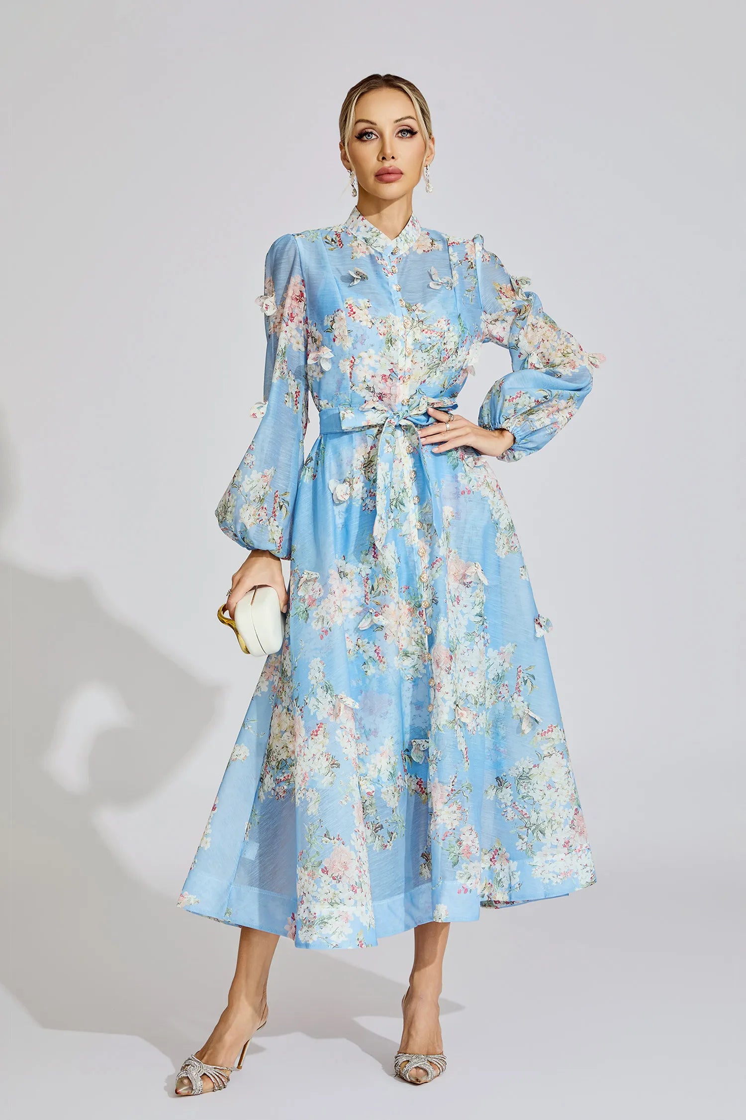 Samirah Siyah Desenli Maxi Elbise