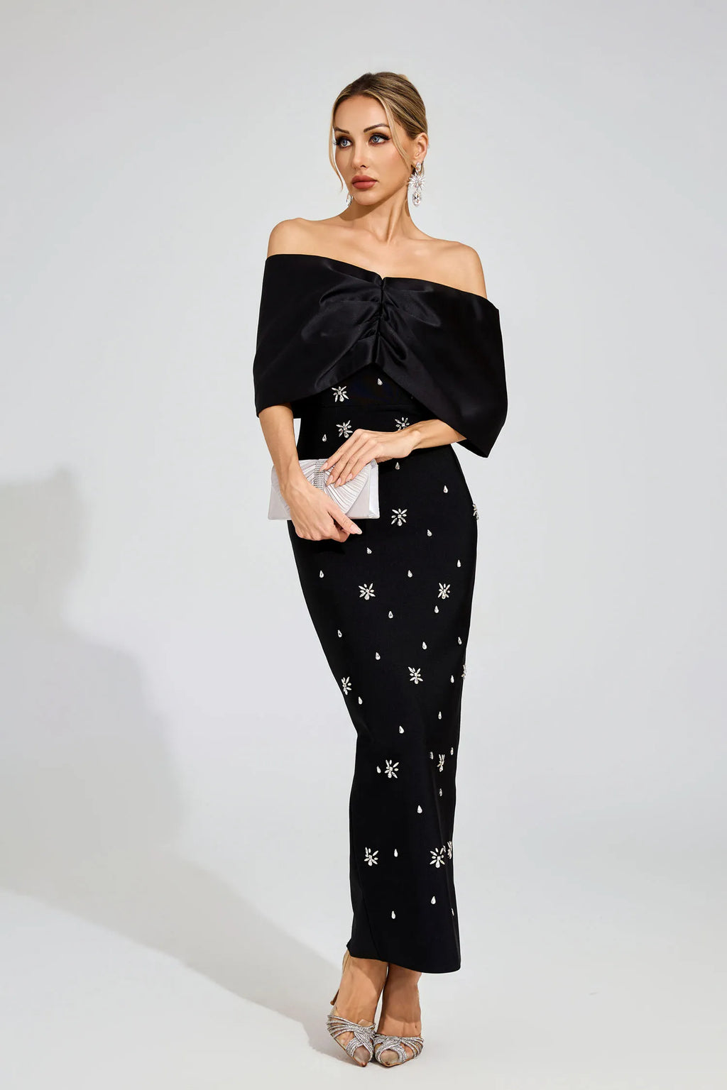 Elaine Siyah Elmas Bandaj Maxi Elbise