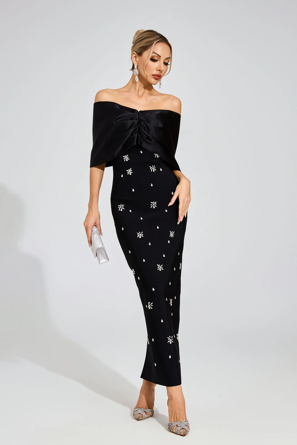 Elaine Siyah Elmas Bandaj Maxi Elbise