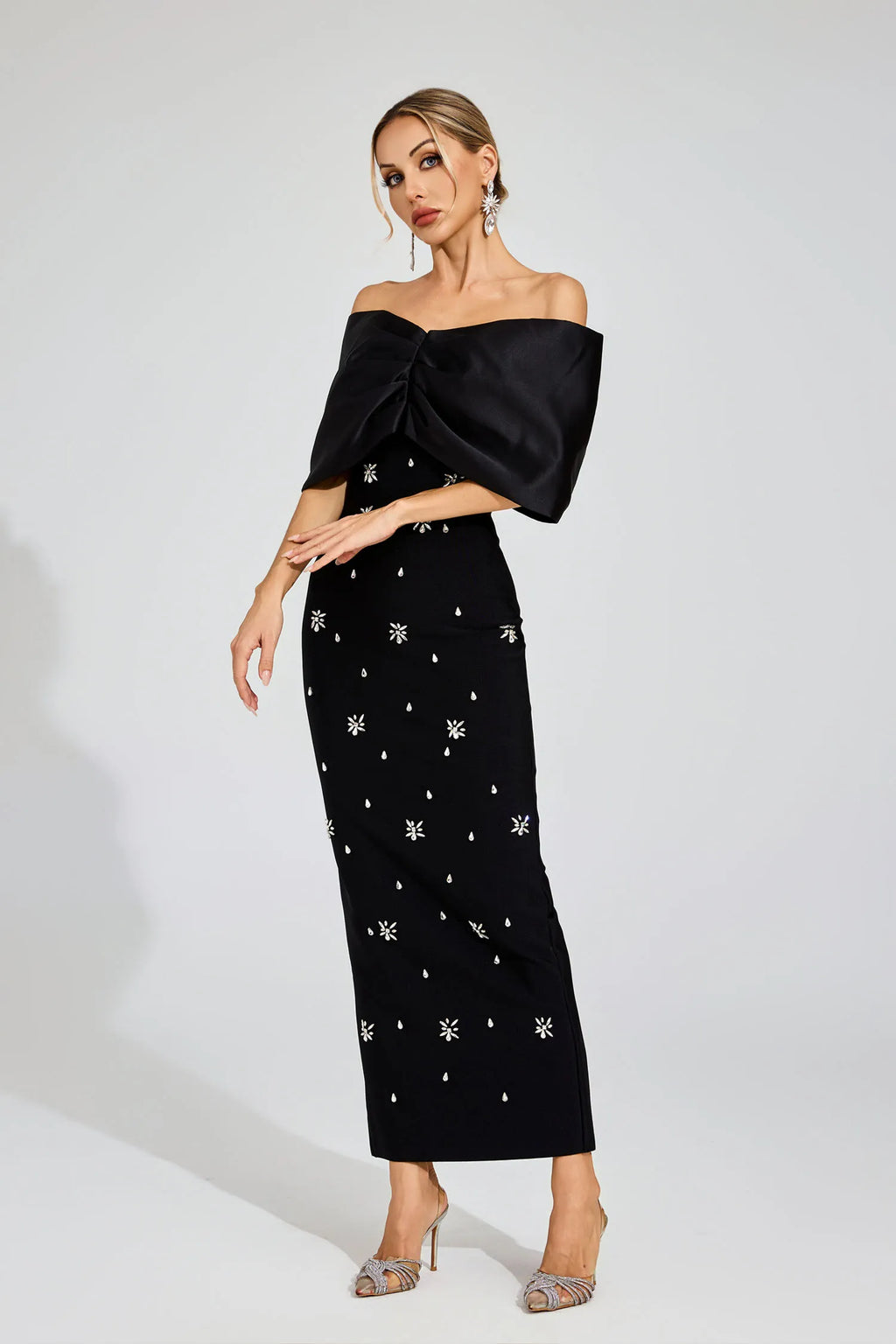Elaine Siyah Elmas Bandaj Maxi Elbise
