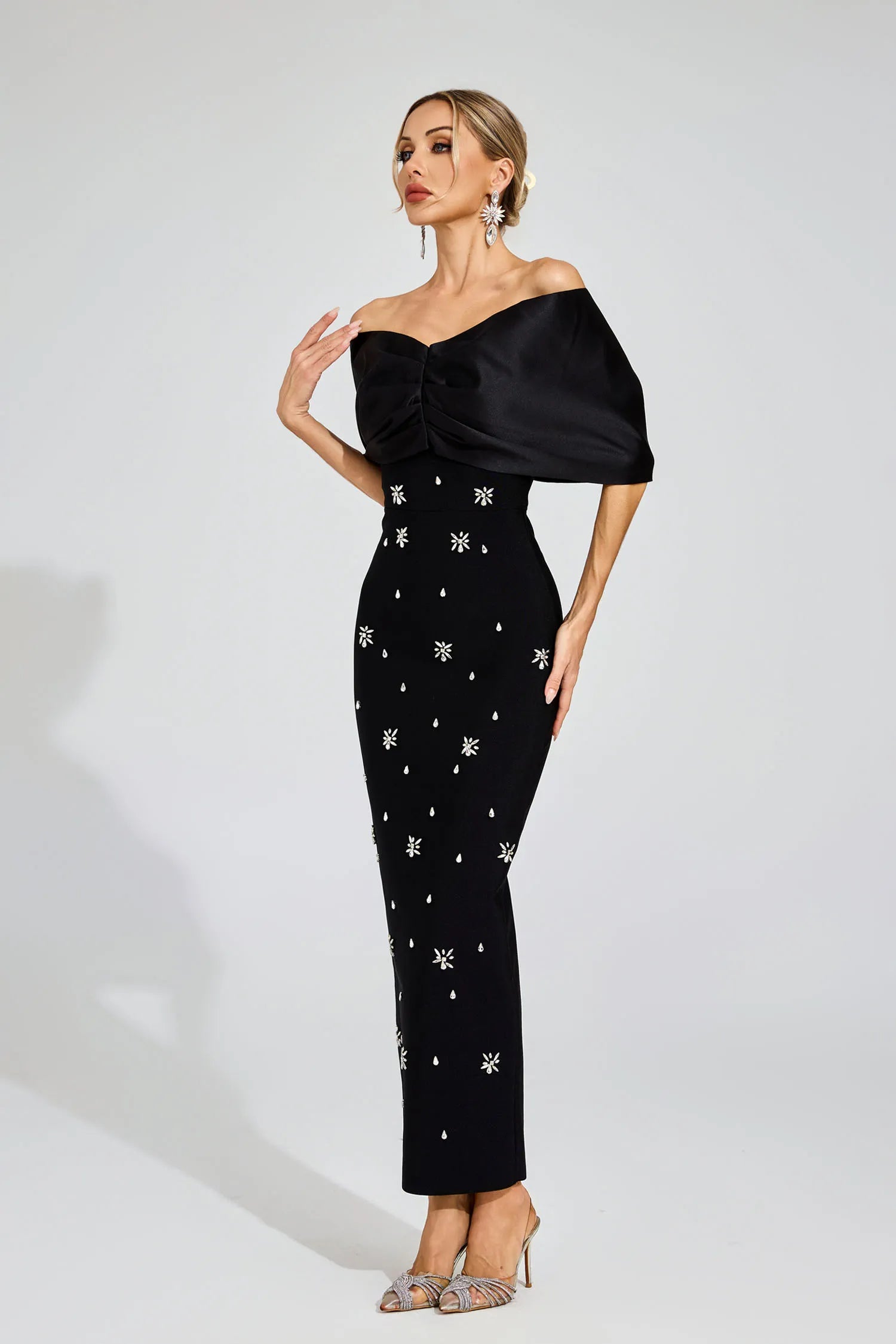 Elaine Siyah Elmas Bandaj Maxi Elbise