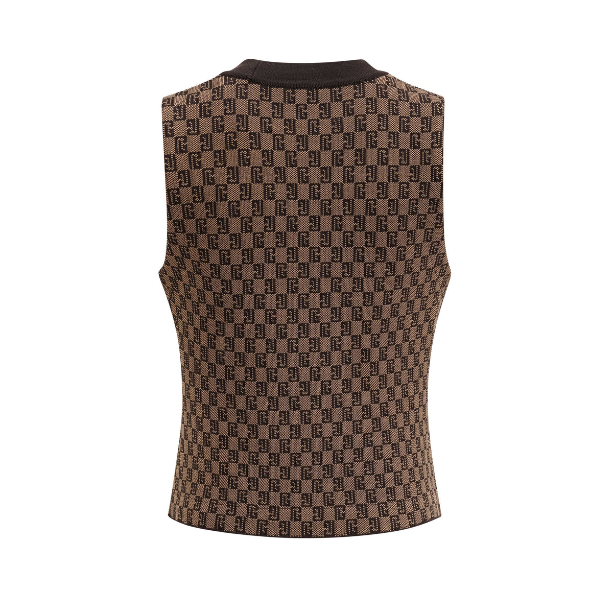 Cyrielle Monogram Jakarlı Üst ve Pantolon Takım Kahverengi