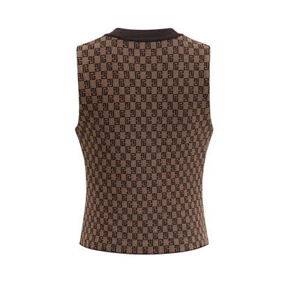 Cyrielle Monogram Jakarlı Üst ve Pantolon Takım Kahverengi