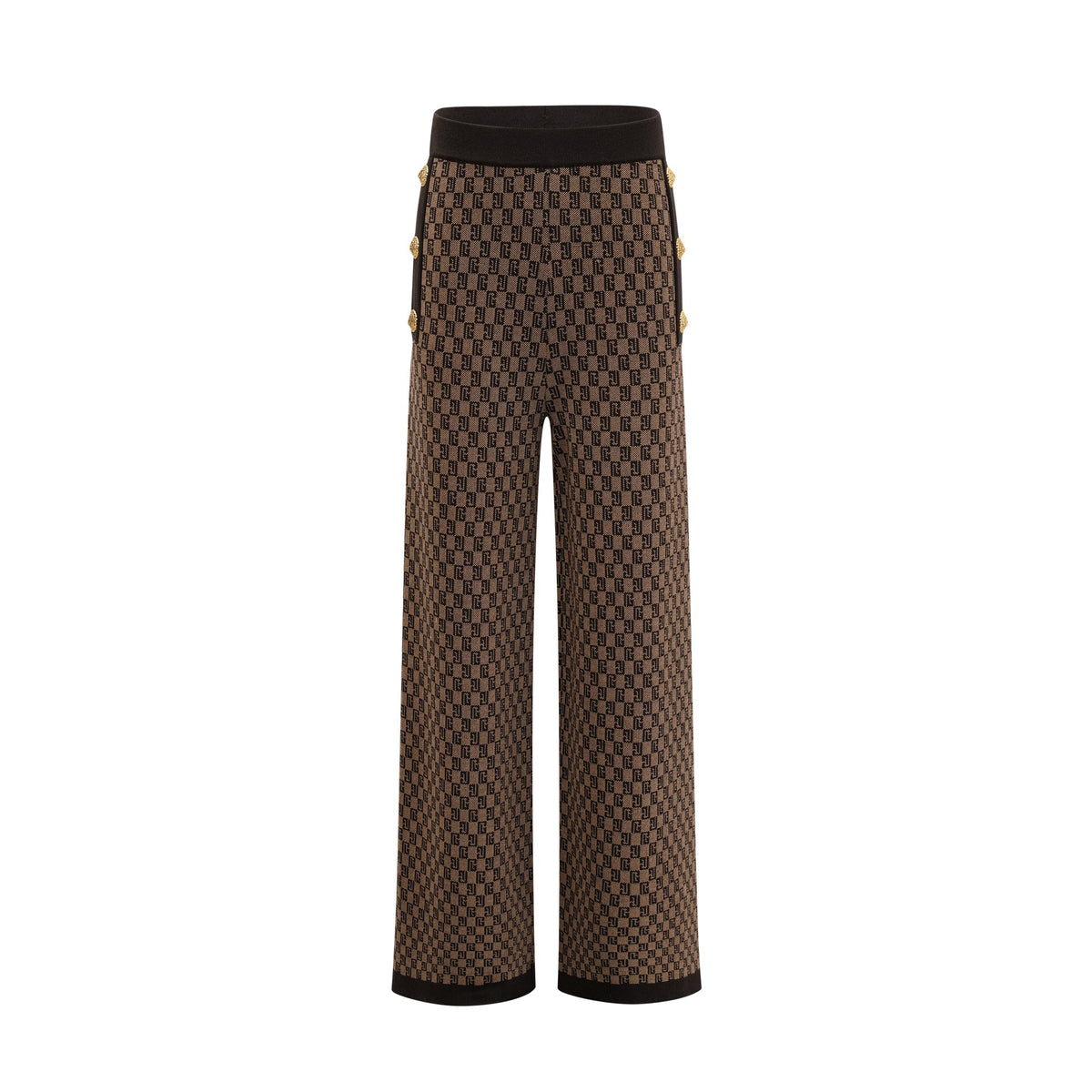 Cyrielle Monogram Jakarlı Üst ve Pantolon Takım Kahverengi