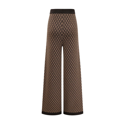 Cyrielle Monogram Jakarlı Üst ve Pantolon Takım Kahverengi