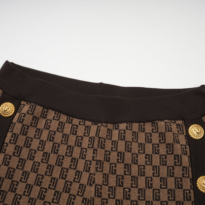 Cyrielle Monogram Jakarlı Üst ve Pantolon Takım Kahverengi