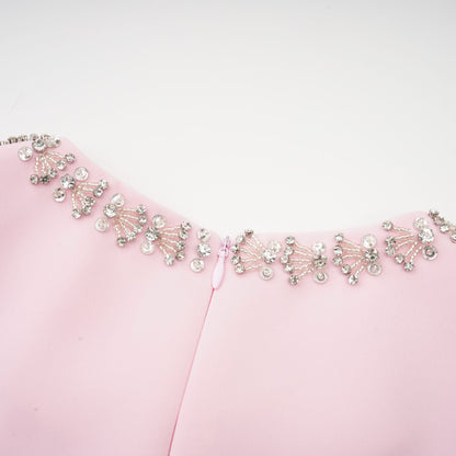 Cassiopeia Kristal ve Fiyonk Detaylı Midi Elbise Pembe