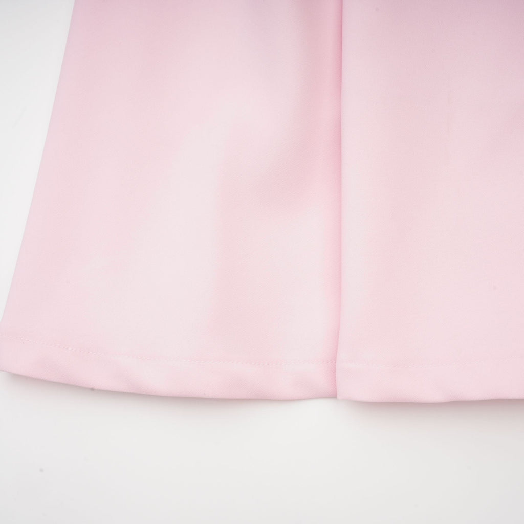 Cassi kristal detaylı pembe fiyonk midi elbise