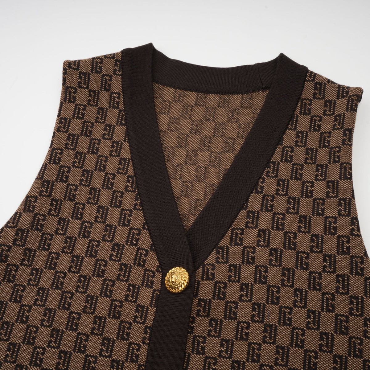 Cyrielle Monogram Jakarlı Üst ve Pantolon Takım Kahverengi