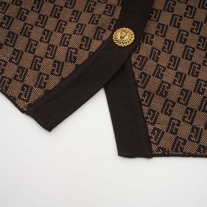 Cyrielle Monogram Jakarlı Üst ve Pantolon Takım Kahverengi
