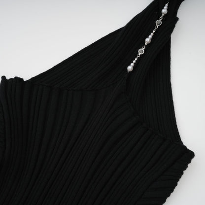 Gabrielle Halter Yaka Triko Üst Siyah