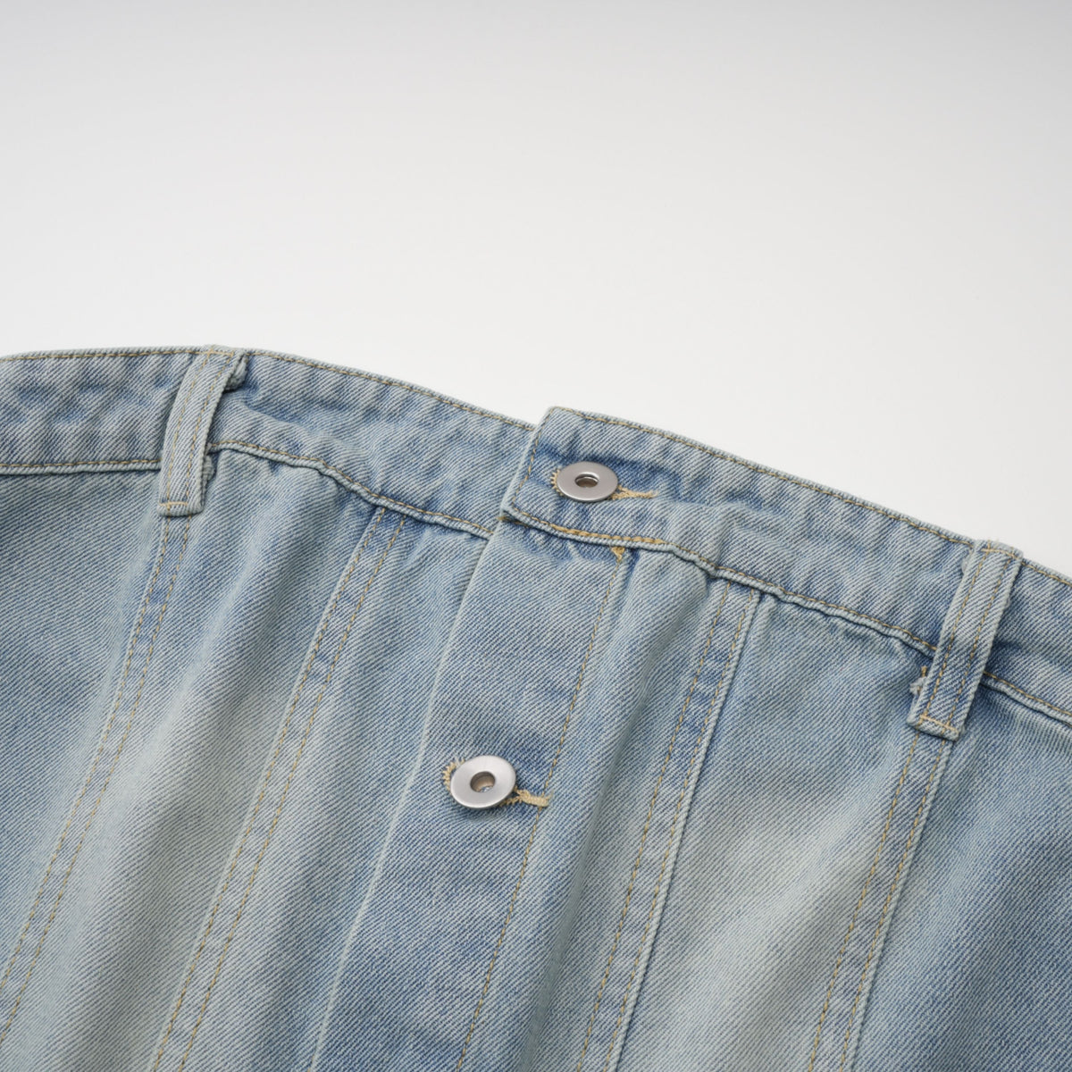 Marta Soluk Efektli Düşük Omuz Denim Şort Tulum Mavi