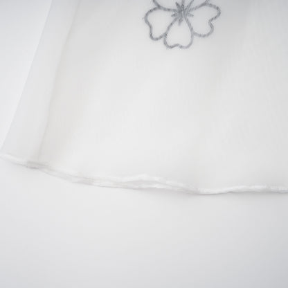 Yaelle Çiçek Aplikeli Tül Midi Elbise Beyaz
