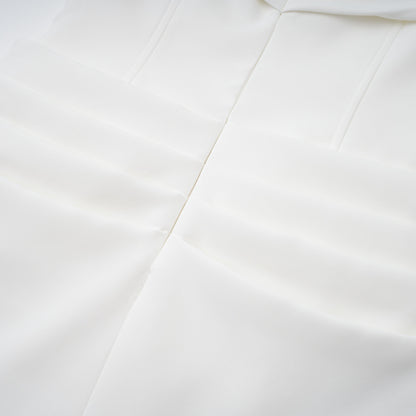 Solara Düşük Omuz Drape Detaylı Midi Elbise Beyaz