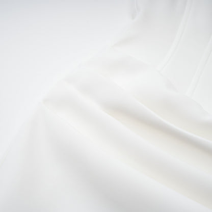 Solara Düşük Omuz Drape Detaylı Midi Elbise Beyaz