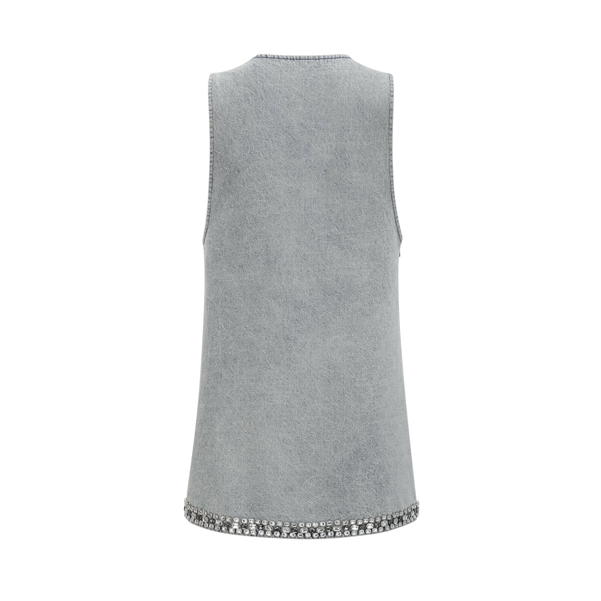 Daphné Kristal Taşlı Kolsuz Denim Mini Elbise Mavi