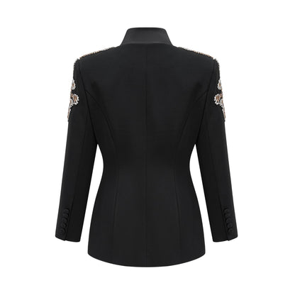 Delphine Kristal İşlemeli Ceket ve Pantolon Takım Siyah