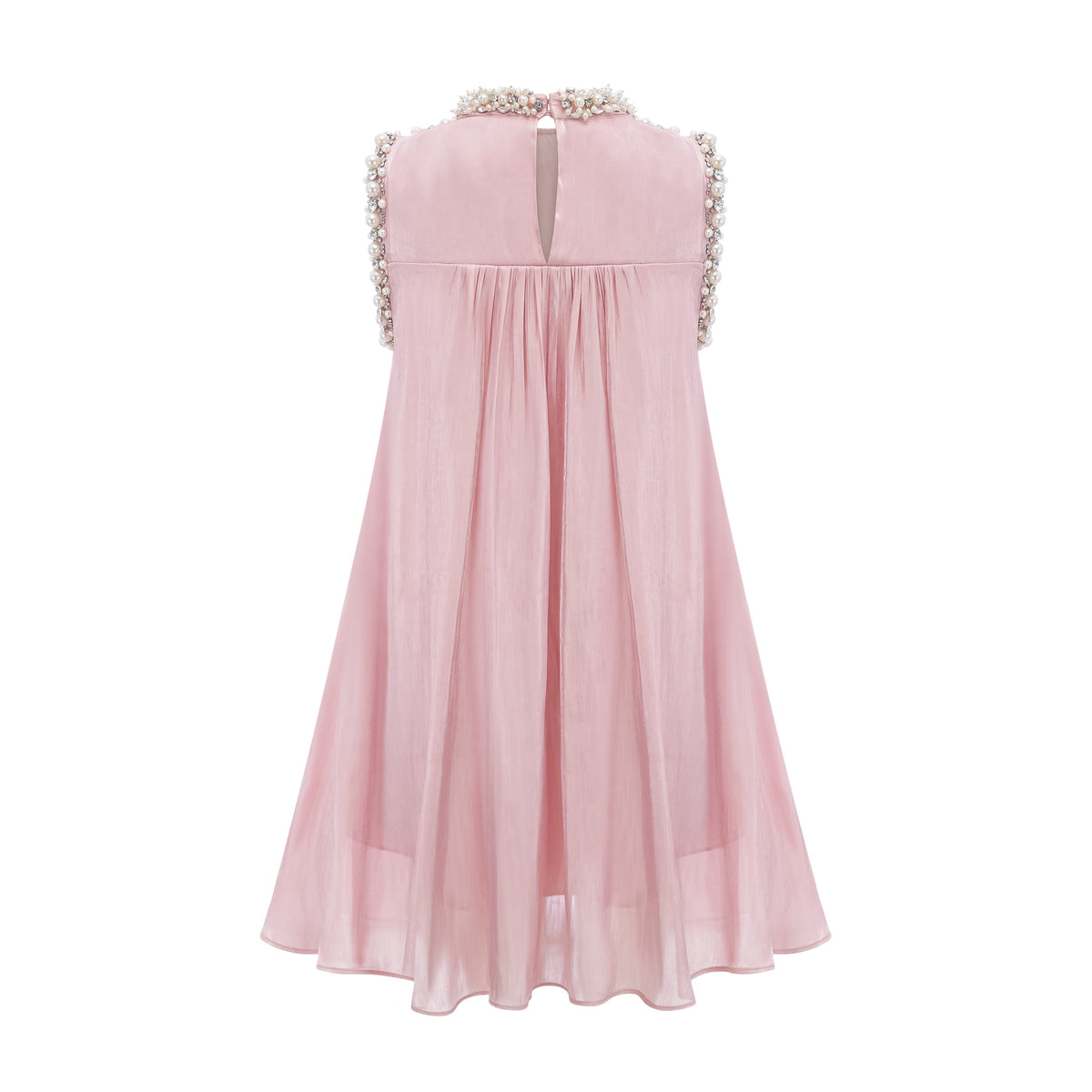 Helena İşlemeli Pileli Mini Elbise Pembe